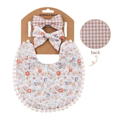 China Kids baby bib plaid baby saliva towel headband costume new printed linen cotton FZ-0005 for sale