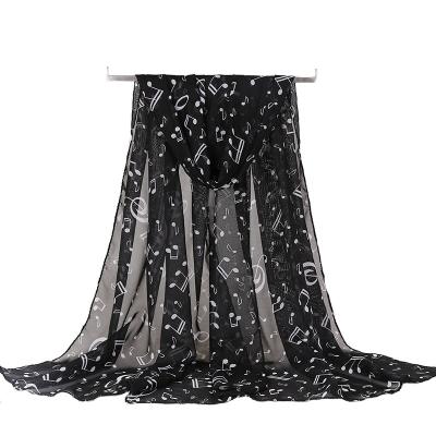 China Polyester Women's Musical Notes Print Scarf Shawl for sale