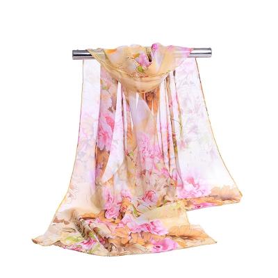 China Unique Polyester Women's Floral Scarves: Chiffon Flowers Printed Scarf for sale