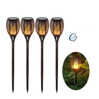 China Outdoor Garden Garden Light Waterproof Flame Torch Solar Light Auto Charging and USB Recharging Colorful Fire Lawn Light for sale