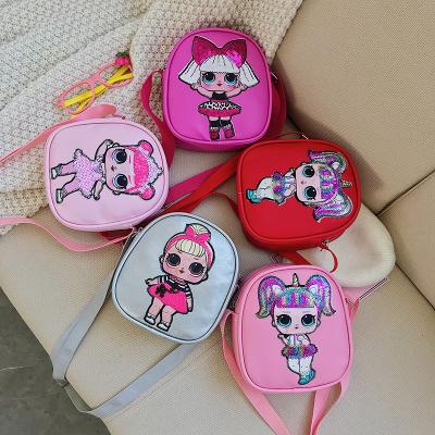 China Fashion Sequin Wholesale Children's Bag Fashion Cartoon Princess Girls Shoulder Bag Coin Purse Messenger Bag for sale