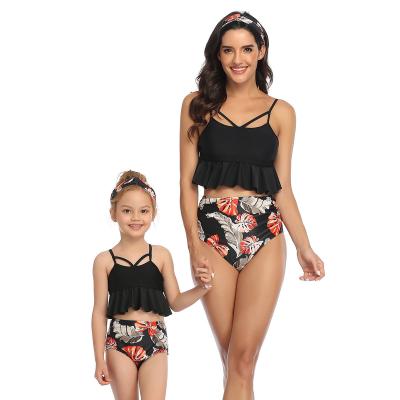 China Breathable Wholesale Price Parent-child Swimwear Mother and Me Fashion Bikini Kids Girl Print Beachwear Clothing for sale