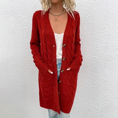 China Fashion Breathable 2022 Women Long Knitted Cardigans Wholesale Women Tops Coat Trendy Clothing for sale