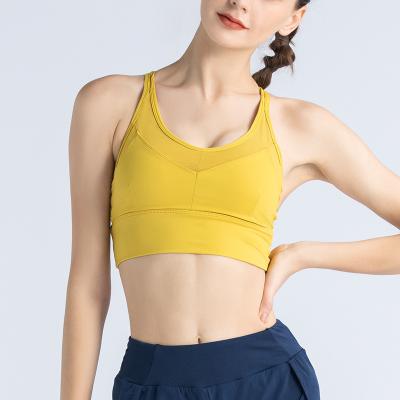 China Women's Shockproof Cross Strap Breathable Sports Underwear Summer Tops Running Fitness Bra Beauty Back Yoga Vest for sale