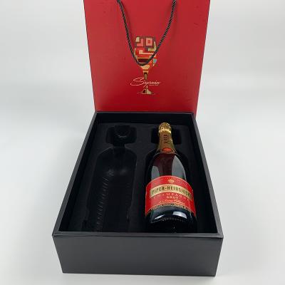 China Recyclable Custom Logo Luxury Gift Champagne Drawer Boxes Bottles Packaging Carrier Cardboard Box 2 Bottles Packing For Wine Glass for sale