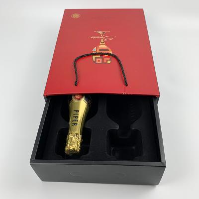 China Recyclable Luxury Wine Box Cardboard Gift Box Wine Paper Bag Bottle Bottle Drawer Wine Wrapping Paper Box With Handle for sale