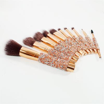 China 10 Pcs Diamond Brushes Wet Gift Short Fan Brush Acrylic Cheap Makeup Brush Set for sale