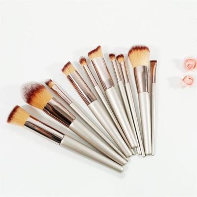 China Wooden Fan Brush Retro Double Sided 2023 High Quality Private Work Natural Hair Makeup Brushes Set 10 for sale