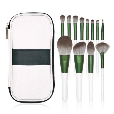 China Fan Brush Flat Silicone Remover 12pcs Makeup Brush Set Portable High Quality Green for sale