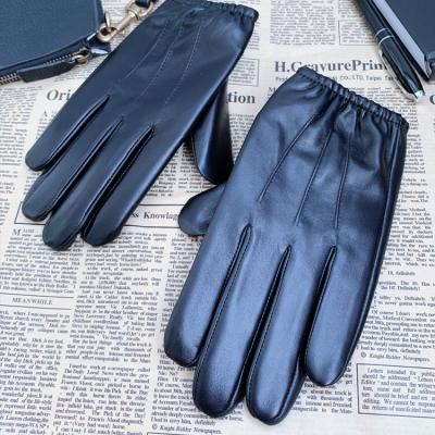 China Wholesale Men's Striped Gloves Winter Warm Touch Screen Winter Outdoor Motors Running Leather Gloves for sale