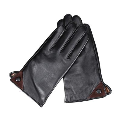 China Striped Mens Leather Gloves Fashion Winter Hand Gloves Motorbike Motorcycle Leather Sheepskin Gloves for sale