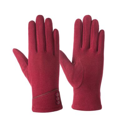 China Ladies Comfortable Outdoor Red Winter Fashion Touch Screen Warm Coating Fingers Full Driving Velvet Suede Gloves for sale