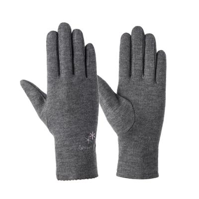 China Fashion Comfortable Winter Fingers Decoration Touch Screen Women Fur Velvet Warm Gloves With Thin Lining for sale