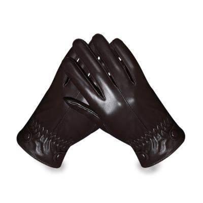 China Keep Warm 5502 Sheepskin Leather Touch Screen Gloves Men's Sports Driving Winter Cycling Warm Coating Gloves for sale