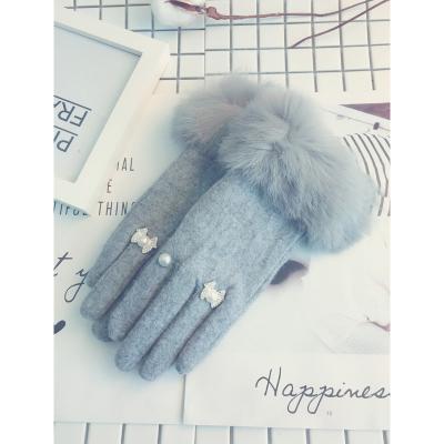 China Wholesale Lady Winter Lovely Spot Cashmere Rabbit Hair Cashmere Thickened Bicycle Gloves YR4215 for sale