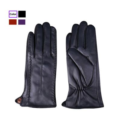 China Touch Feel WS2029 Ladies Glove Fashion Back Slap Warm Winter MOU Sheepskin Biker Coating Leather Driving Gloves for sale