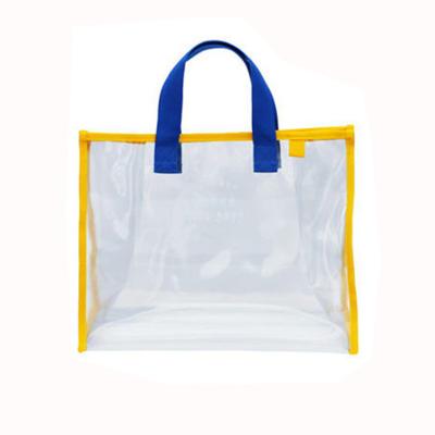 China Wholesale Custom Stylish Transparent PVC Handbag Women's PVC Waterproof Beach Tote Bag for sale