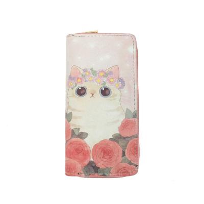 China Hot Selling PU Leather Women's Long Wallet Student Anti-theft Cute Girls Pattern Cartoon Zipper Coin Purse for sale