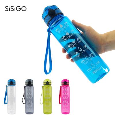 China SISIGO S593 1000ML Sustainable Plastic Bottle For Mineral Water Multi Color Frosted Plastic Drinking Water Bottle for sale