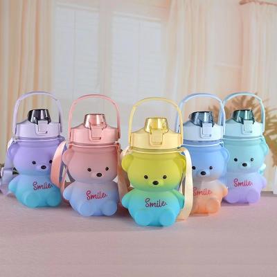 China SISIGO S8073 Straw Cup Large Capacity Plastic Small Bears Water Gradient Cup Viable Summer Cute Girls Portable Water Bottle for sale