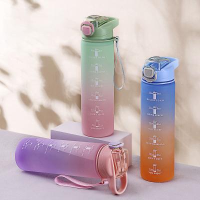 China SISIGO viable wholesale frosted 1l gradient color sports water bottle cup S0008 female and male students large capacity plastic cup for sale