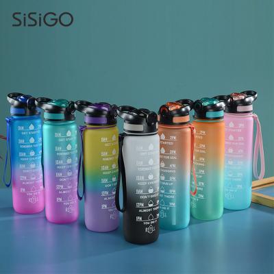 China SISIGO Space Cup Large Capacity Lid Gradient Color Portable Reusable Automatic Straw Outdoor Sports Gym Water Bottle With Straw for sale