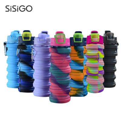 China SISIGO Viable Collapsible Collapsible Sport Silicone Water Bottle Customized Logo Free Bike Silicone Drinking Bottle Sport Water Mug Eco for sale