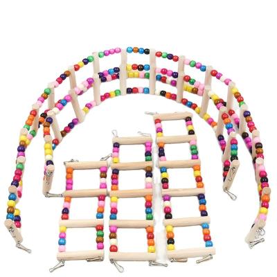 China Economic Wooden Custom Design Stand Popular Product Parrot Stand Toy Set Supplies Parrot Ladder for sale