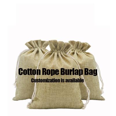 China Natural Logo Printed Hessian Coffee Beans Natural Custom Packing Pouch Hessian Burlap Drawstring Gift Bag for sale