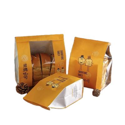 China Safe Material Recyclable/Food Grade Sandwich Toast Paper Bag Sandwich Bakery Bread Kraft Paper Bag With Window for sale