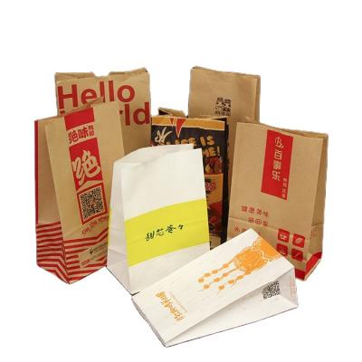 China Safe Material Recyclable / Food Grade Custom Design Logo Printed White Baguette Loaf Cookies Bag Bakery Food Packing Bread Packaging Kraft Paper Bag With Window for sale