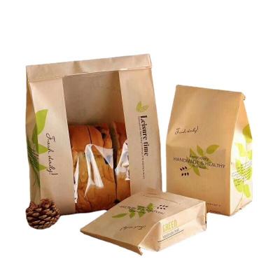 China Recyclable/Edible Grade New Safe Material Bakery Bread Sandwich Bag With Window Natural Brown Brown Paper Dessert for sale