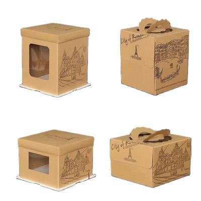 China Disposable custom logo kraft paper box cake box with transparent window in stock for sale