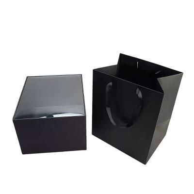 China Recyclable Custom Logo Snapcap Box, Cheap Baseball Hat Paper Ad Box With Paper Bag, Headgear Gift Box Packaging With Clear PVC Window for sale