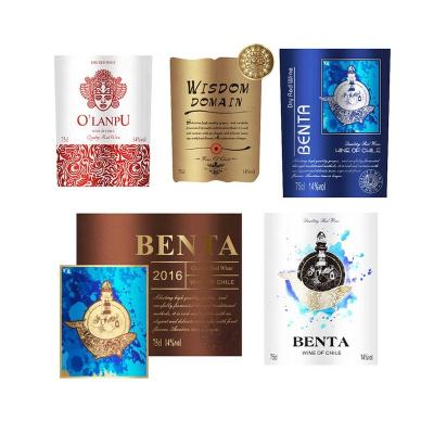 China Waterproof Custom Printing Wine Label Gold Foil Stamping Texture Label For Bottle for sale