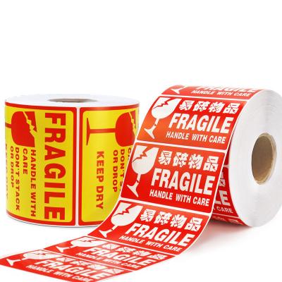 China Holographic Custom Size Security Shipping Label Red Fragile Warning Sticker for sale