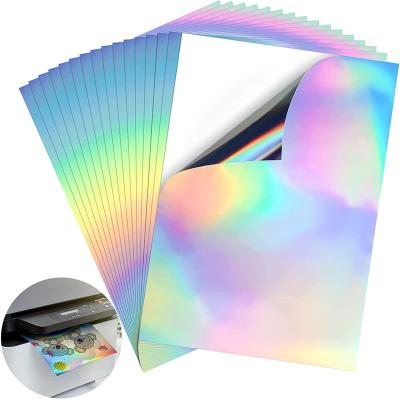 China Hot Sale Holographic Cubic Coating Vinyl Waterproof Sticker Wraps Eye-Catching Rainbow Eggshell Stickers PET Printable Sticker for sale