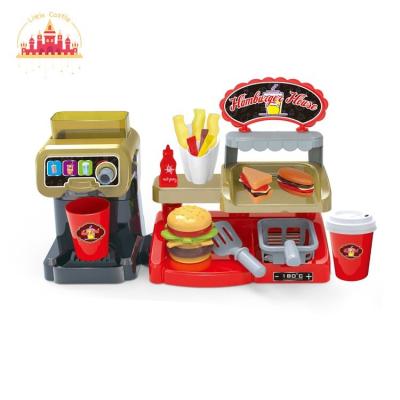 China New Design Early Educational Plastic Toy Kids Plastic Coffee Machine With Burger Set SL10D253 for sale