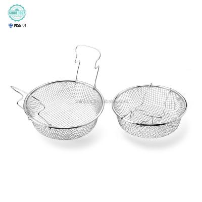 China Sustainable Round Stainless Steel Wire Fry Basket for sale