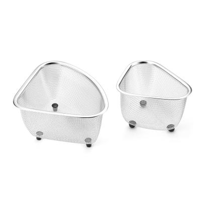 China Viable Triangular Stainless Steel Triangle In The Sink Kitchen Waste Waste Strainer Colander For Storing Brush And Hook Food Scraps for sale