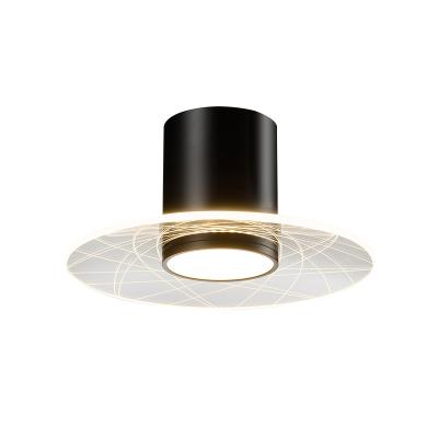 China Wholesale HUAYI style 28w simple aluminum acrylic black indoor office living room modern led ceiling light for sale