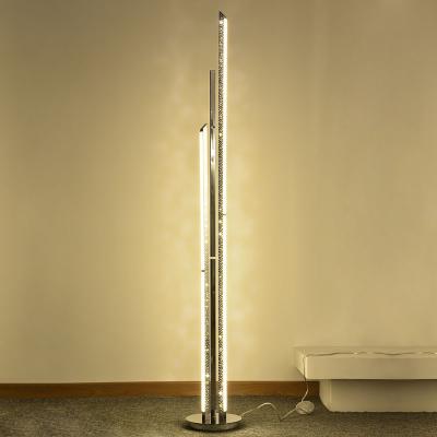 China Modern Fancy Wooden Floor Lamp HUAYI Chrome Acryl Floor Lamp HUAYI Chrome Floor Standing Lamp High Quality Decorative Metal Aluminum Smd 31w for sale