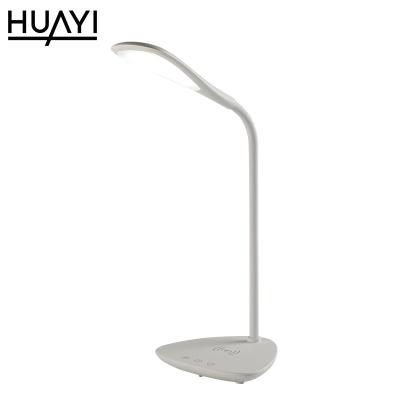 China Wireless Charging High Quality HUAYI Phone Radio Charging Modern Simple Style 6w Bedroom Office Table Indoor Room Led Lamp for sale