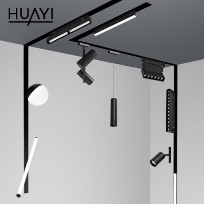 China Modern HUAYI High Brightness SMD 6w 12w 18w 24w Grill Lamp Commercial Shop Magnetic LED Track Light for sale