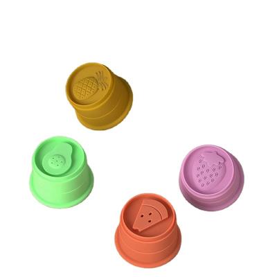 China Hot Sale Non-Toxic 5pcs Silicone Bpa Free Baby Shower Bath Toys Silicon Building Set Baby Teethers for sale