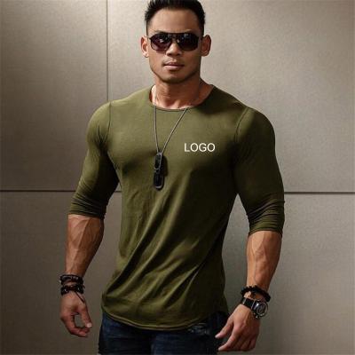 China Anti-Wrinkle Custom Logo Long Sleeves Men's T-shirts Plus Size T-shirt Casual Solid Men's Custom T-Shirts For Men's Full Sleeve Stitching for sale