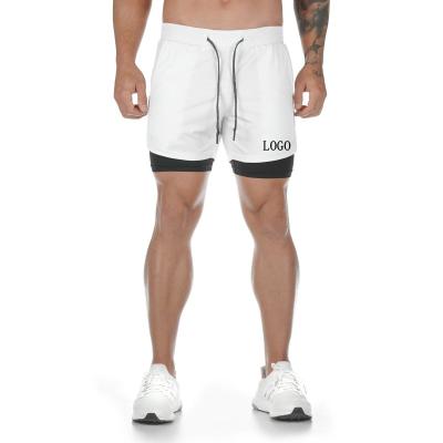 China Custom QUICK DRY Logo Mens Fitness Casual Shorts Pants 2 in 1 Running Training Shorts Gym Double Layer with Pockets for Male Shorts for sale