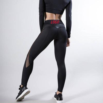 China Custom Made Breathable Logo Black Women Sport Leggings Mesh Workout Pants Wholesale Fitness Clothing for sale