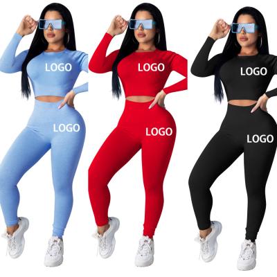 China Yoga Sportswear Breathable Solid Two Piece Pants Sets 2 Piece Gym Crop Top Yoga Set Gym Fitness Sets for sale