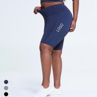 China Wholesale Breathable Custom Women's High Waist Plus Size Biker Yoga Shorts With Pockets Workout Tummy Control Running Shorts With Pockets for sale